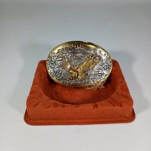 24K Gold Plated Patriotic American Eagle Vtg Award Design Medals Belt Buckle NEW